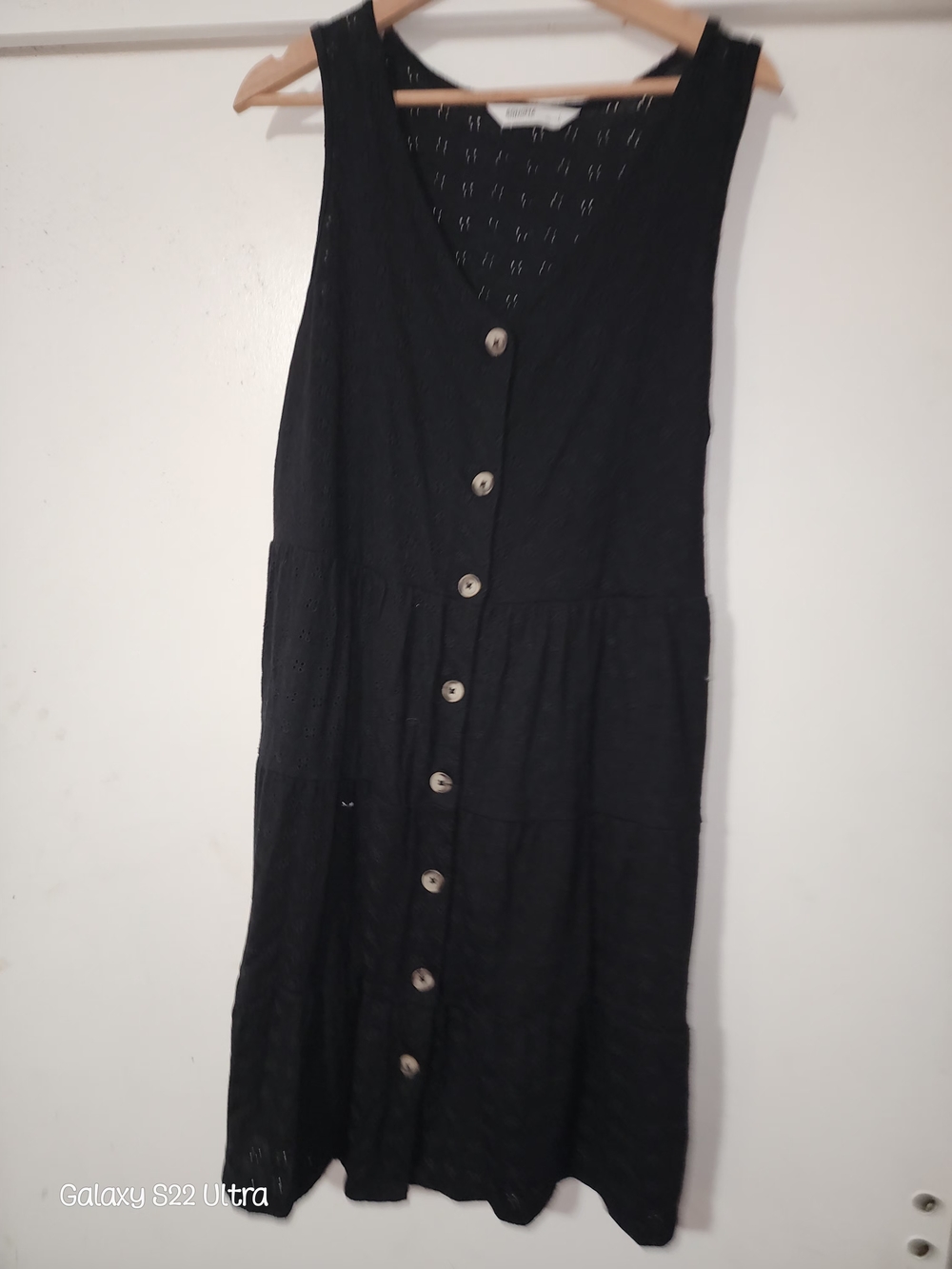 Kohl's Black Buttondown Eyelet Tiered Dress - Black